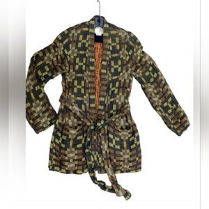 Ace & Jig Black/Brown/ Geometric Jacquard Jacket w/ Belt Size XS